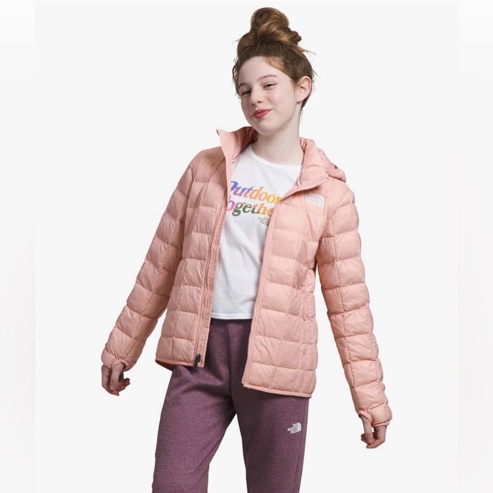 The North Face Girls Thermoball Hooded Light Pink Puffer Jacket